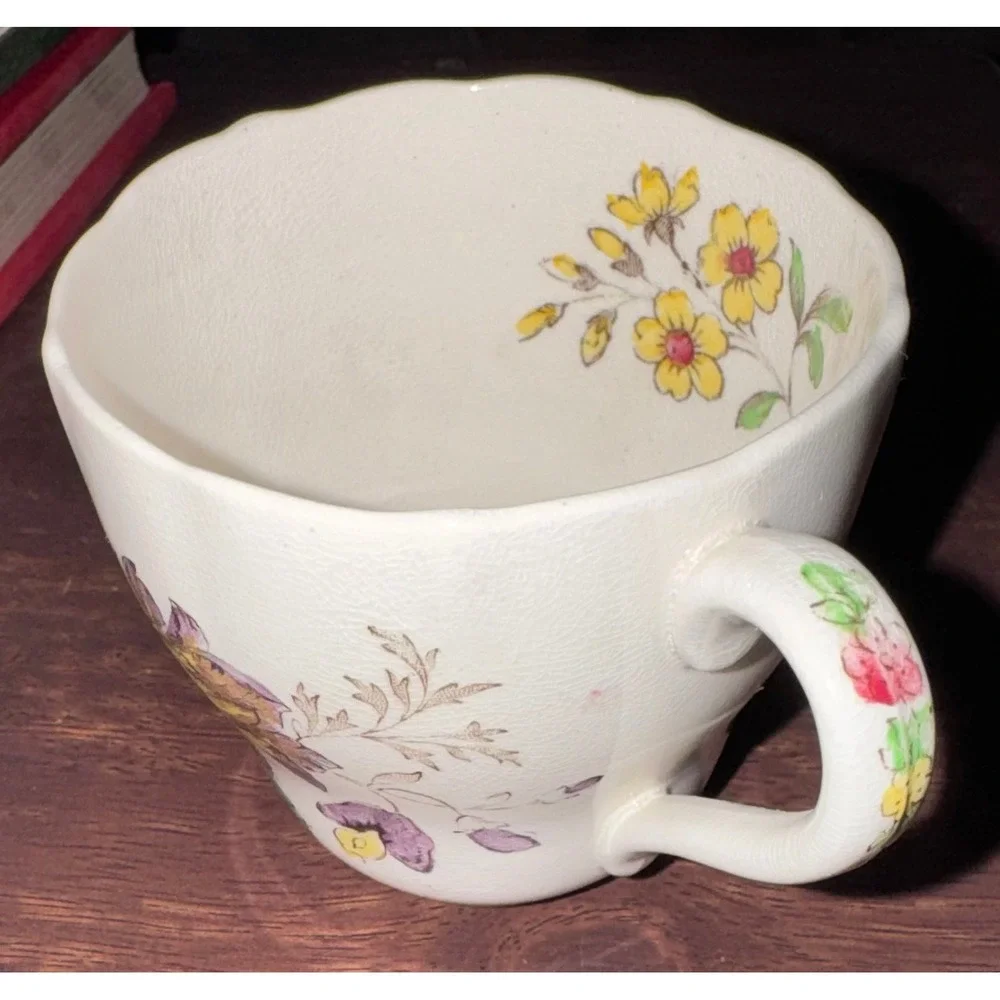 Spode Copeland Gainsborough Fancy Floral Tea‎ Cups Saucers Set of 4 Vintage
